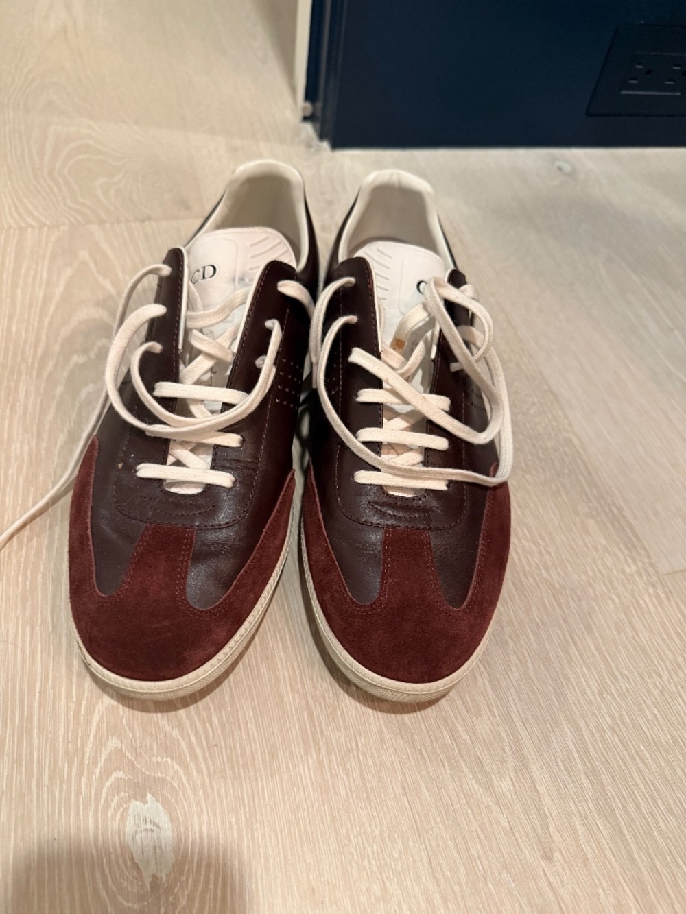 Dior Homme B01 Sneakers — Burgundy Suede & White Leather, Men's